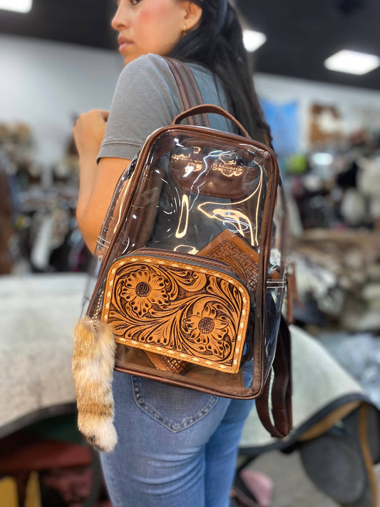 Maisie Mini - Clear & Cowhide backpack